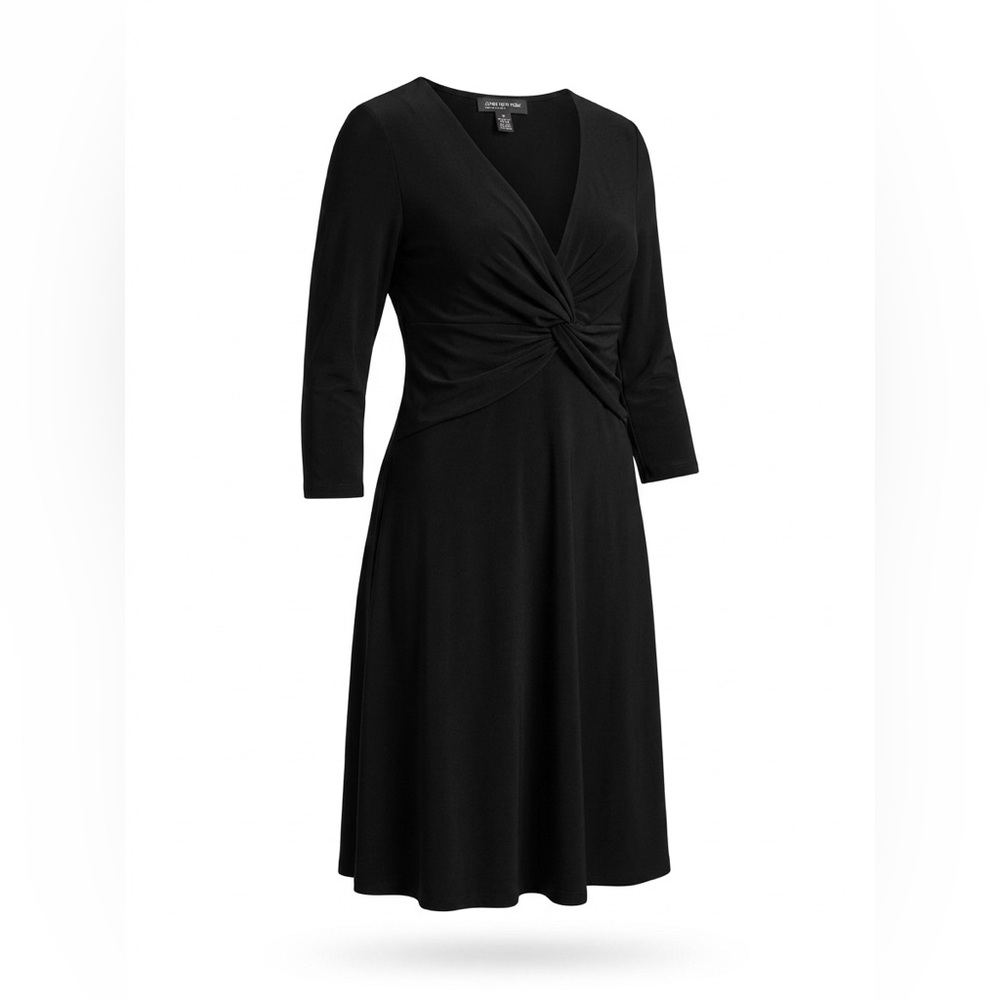 Jones Wear Elegant Black Twist-Front Dress
